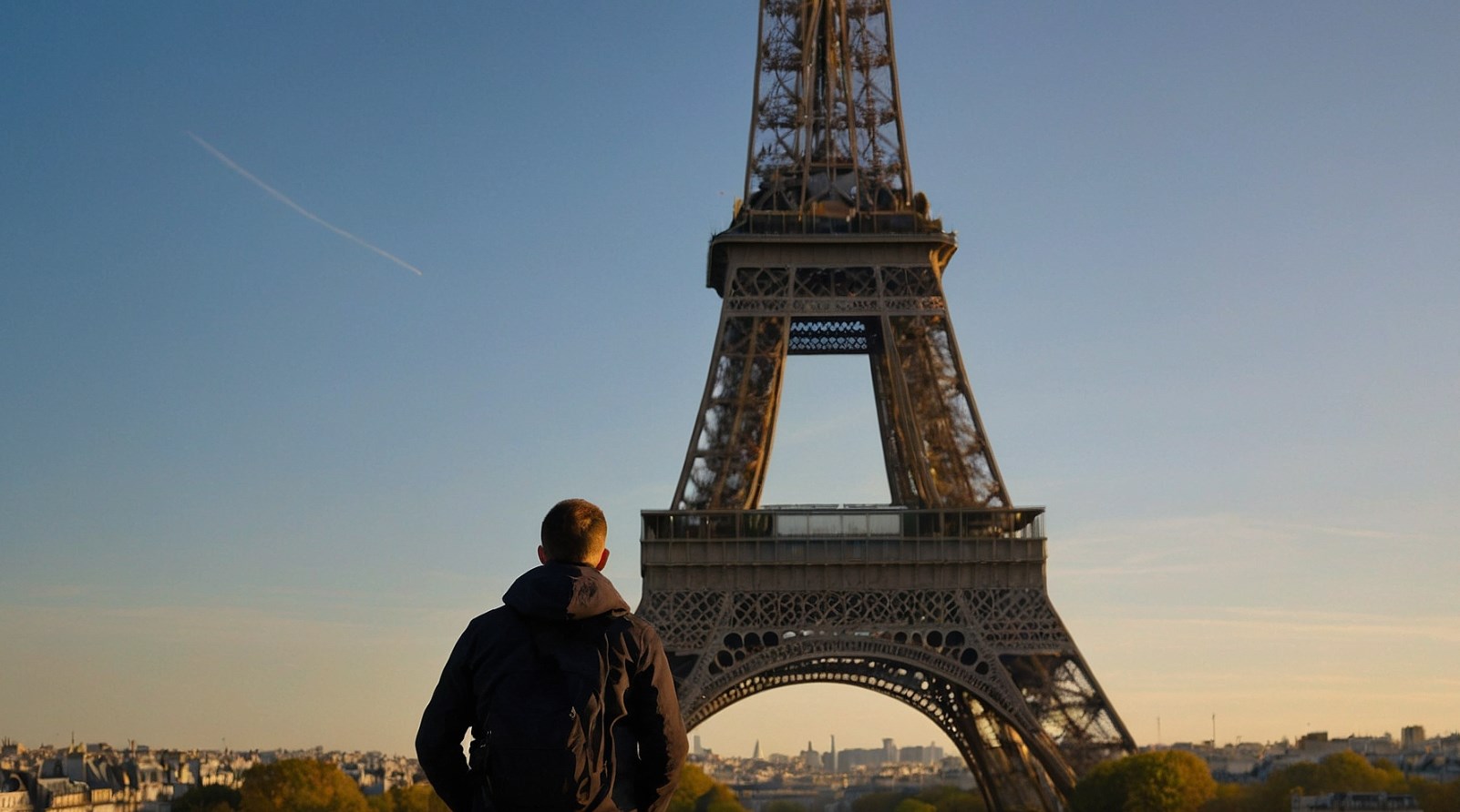 Tour Eiffel jeune homme